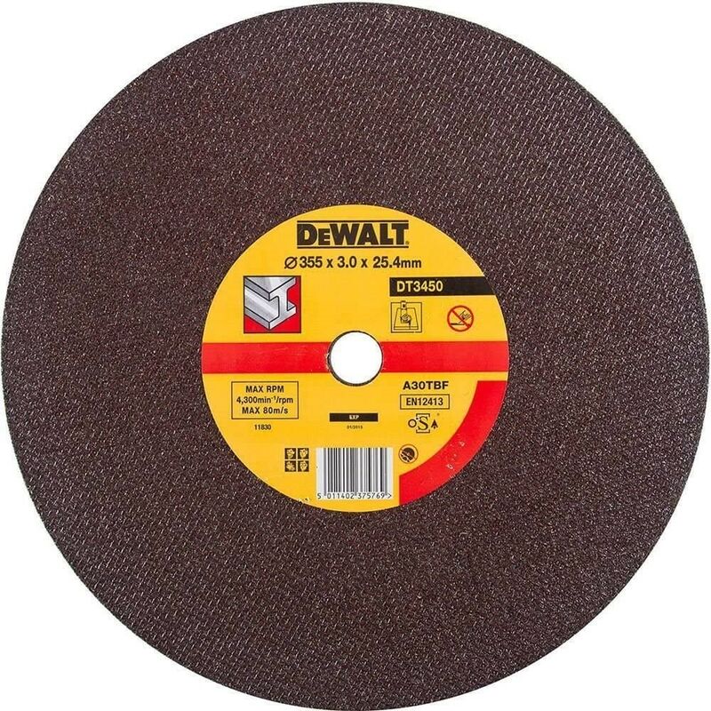 DT3450 Abrasive Chop Saw Wheel Metal Cut 355mm x 3 x 25.4mm For D28710 - Dewalt