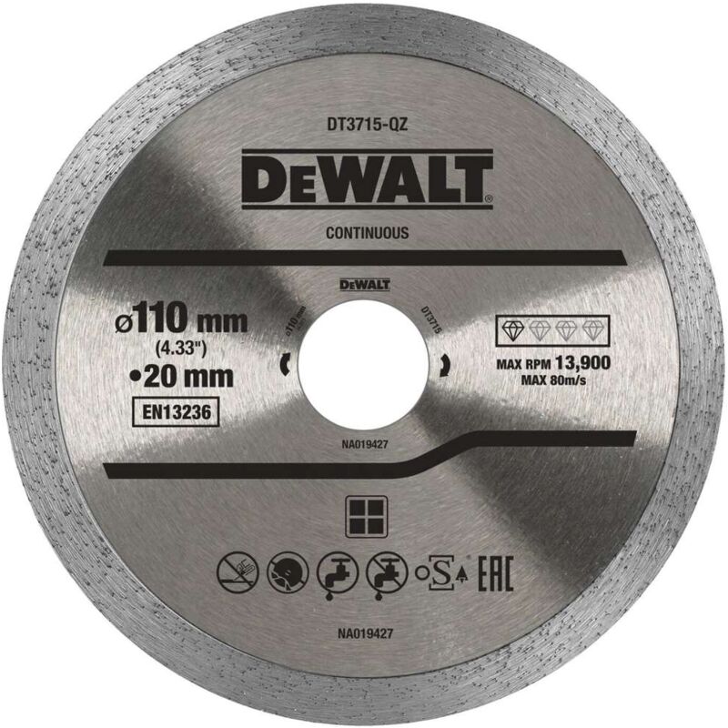 Accessoires - Disque diamanté pour le marbre, la porcelaine et le granit 110x20 mm DT3715 - Dewalt