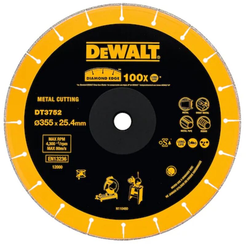 Disque à tronçonner diamanté DeWalt DT3752 QZ 355 mm - vue 1