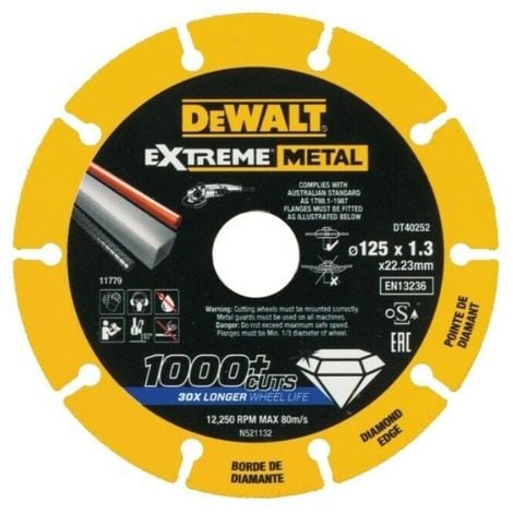 DEWALT DT40252 Disco da taglio per metalli diamantato 1000 tagli diametro 125 mm