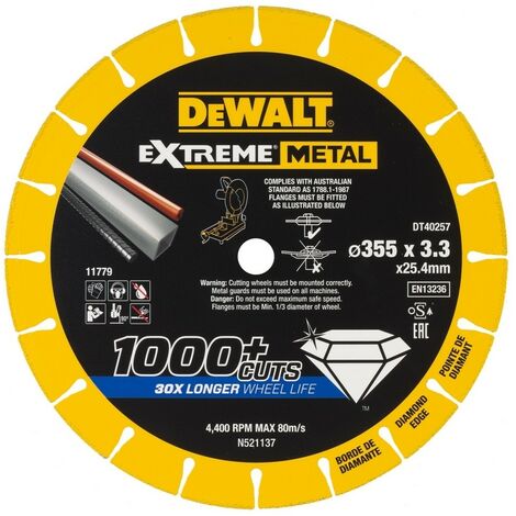 Disque a tronçonner en Diamant Extreme métal DEWALT DT40252-QZ