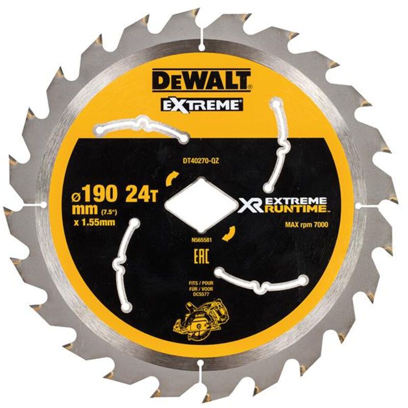 Dewalt - DT40270 Extreme Runtime High Torque Circular Saw Blade 190 x 24T DCS577