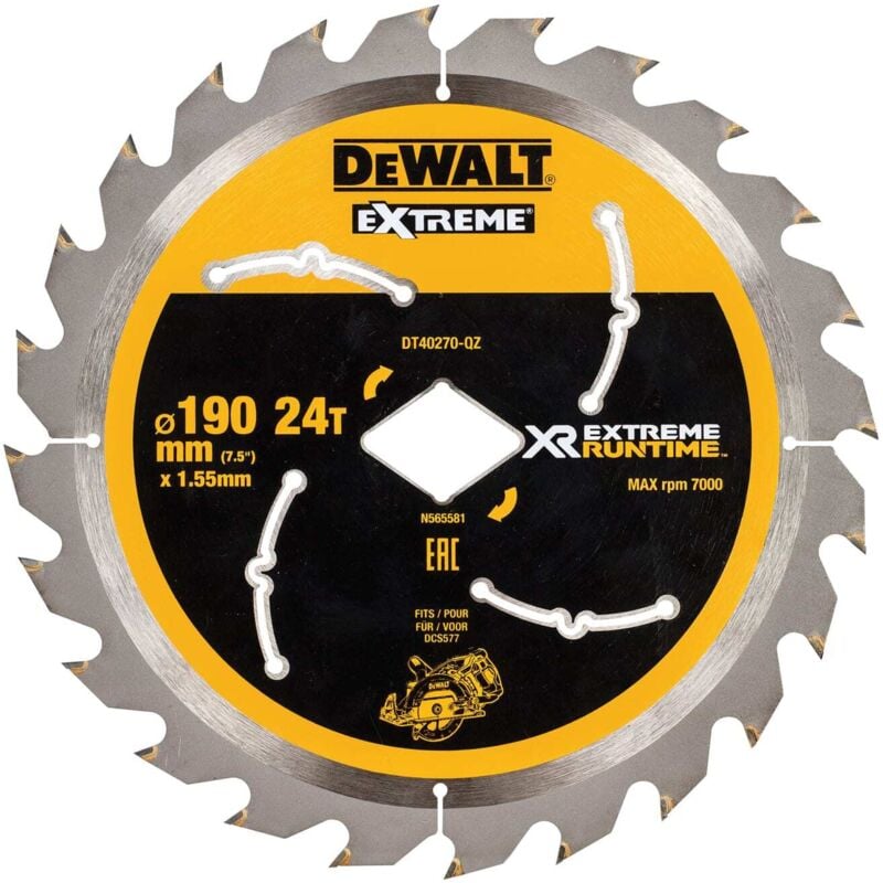 Dewalt - DT40270 Extreme Runtime High Torque Circular Saw Blade 190 x 24T DCS577