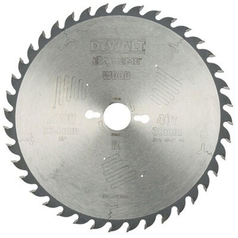 Lame scie stationnaire DT4322 Ø250 DEWALT pour tous usages alésage 30 40 dents positif DT4322