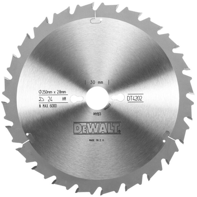 Dewalt - DT4202-QZ Lame de scie à onglet stationnaire 250x1,8 mm 24T Bois