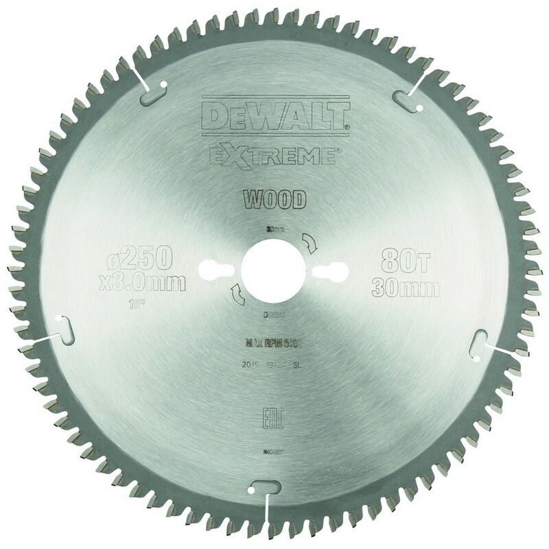 

DEWALT DT4287-QZ - Hoja para sierra circular estacionaria 250x30mm 80D TCG -5º