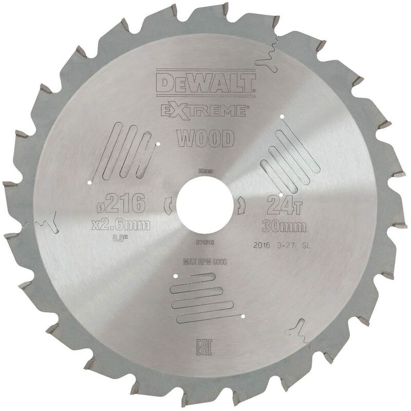 Image of DT4310-QZ - Hoja para sierra circular estacionaria 216x30mm 24D atb -5º - Dewalt