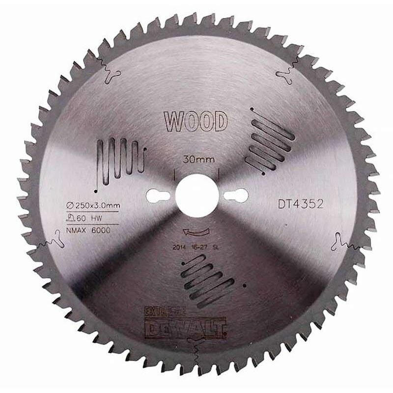 Dewalt - Lame pour scies stationnaires DT4352-QZ Extreme Workshop ø 250 x 30 mm, 60 dents