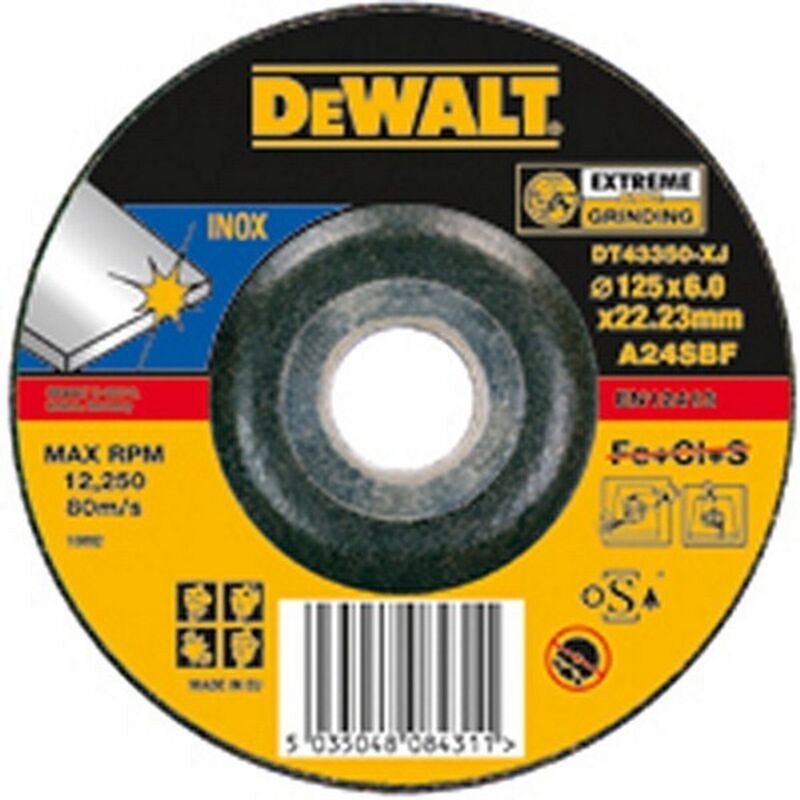 

DT43640-XJ Pack de discos abrasivos EXTREME para cortar acero inoxidable concavo 115x3x22.2 mm - Dewalt