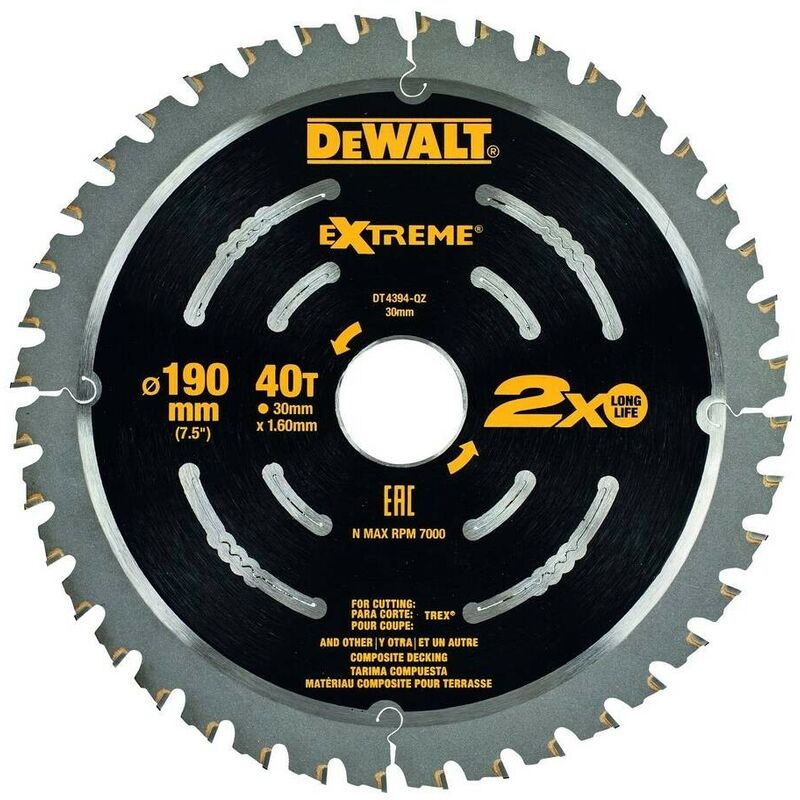 Dewalt DT4094-QZ Hoja para Sierra Circular port/átil 190 x 30 mm 48D TCG-5/º