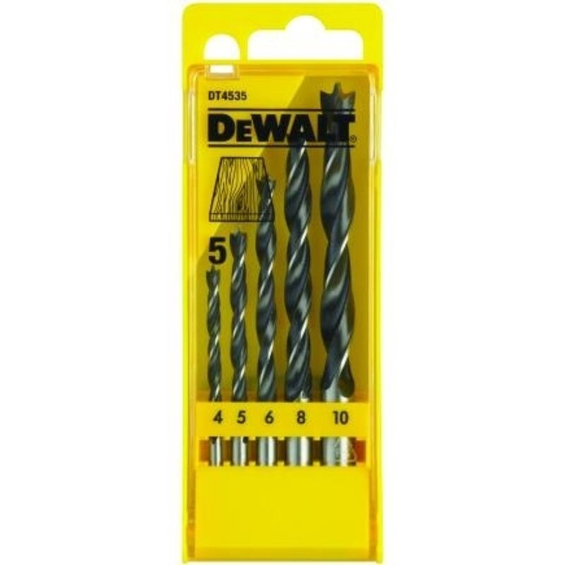 Coffret plastique Dewalt 5 mèches à bois 3 pointes - DT4535
