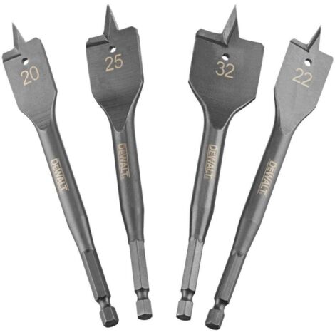 DeWalt DT4797-QZ: Set di 4 Frese per Legno, Dimensioni 20/22/25/32 mm, Gambo in Acciaio per Resistenza, Utilizzo nella Costruzione di Legno Duro o Tenero e con Chiodi