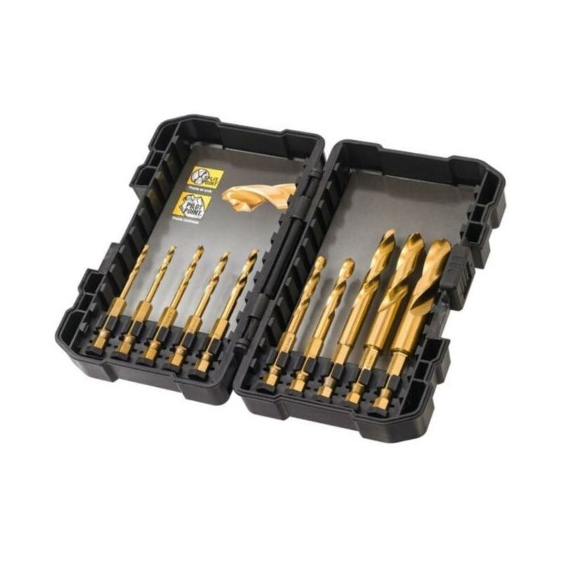 Dewalt - DT50050-QZ Coffret plastique de 10 forets hss Titane Impact