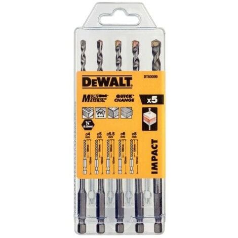 DeWALT DT60099 Extreme Impact Masonry Drill Bit 5 Piece Set