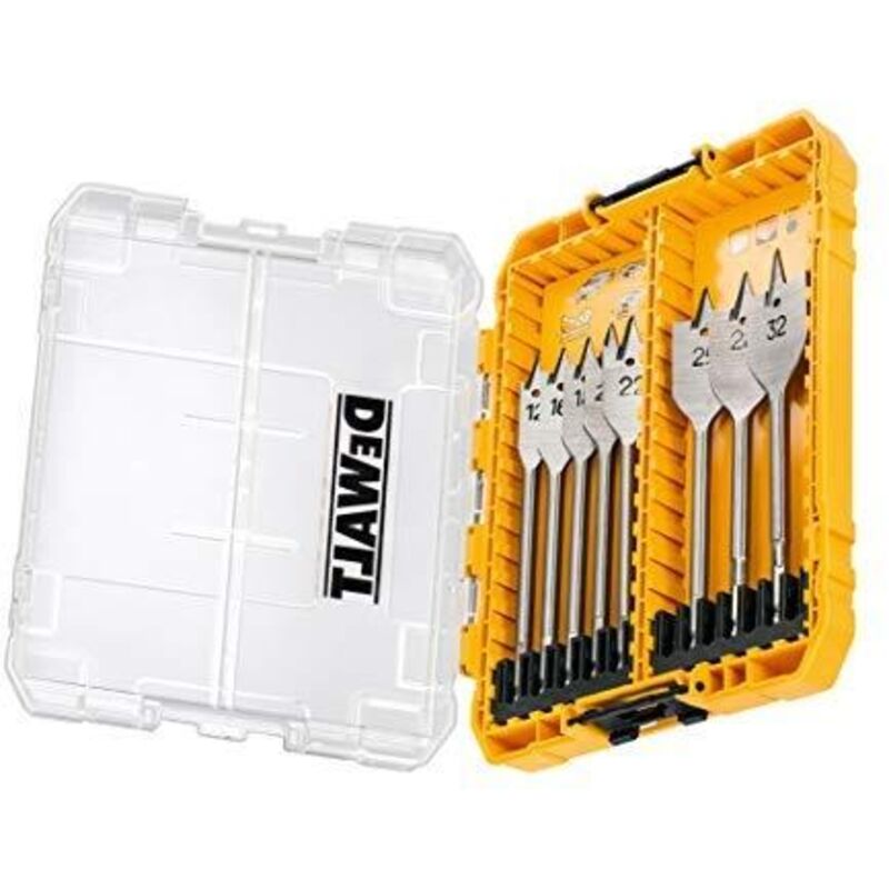 Foret meche Dewalt DEWDT70750QZ DT70750 QZ Coffret TOUGHCASE 8 Pieces Meches Plates a Bois Pour Perceuse Visseuse