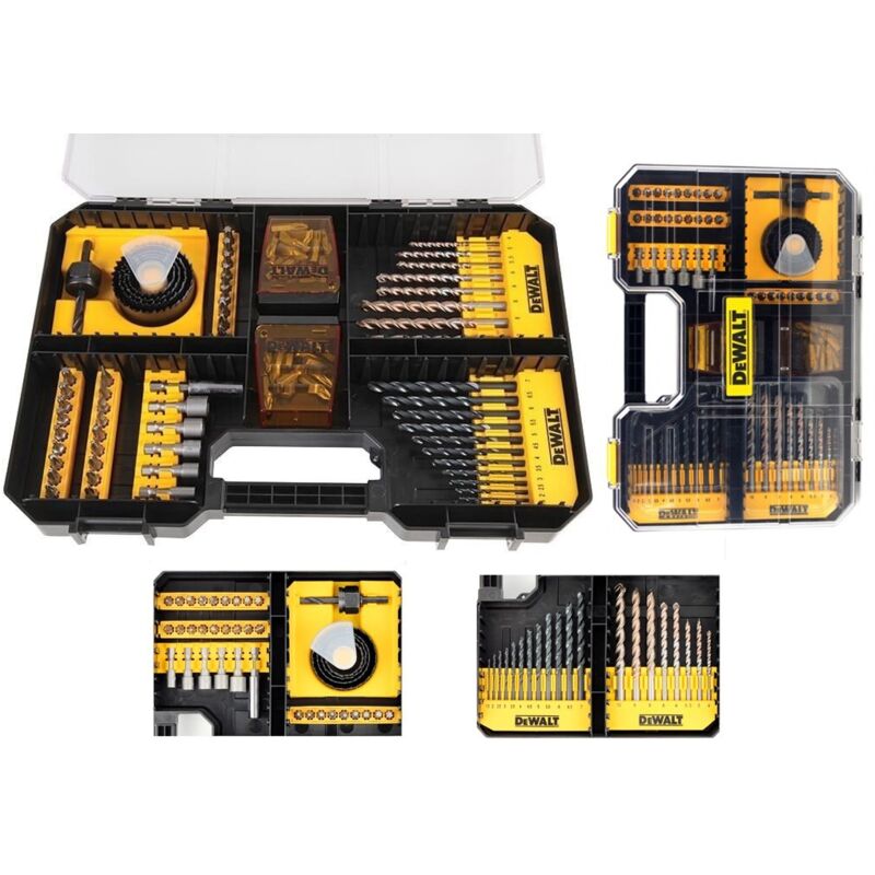 100 Piece hss Wood Drill Bit Holesaw Socket Set - TStak Case DT71569 - Dewalt