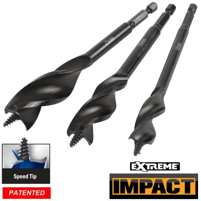 DEWALT Tri Flute Drill Bit 3 Piece Set 152mm Sizes 16, 20 & 25mm DEWDT90237QZ