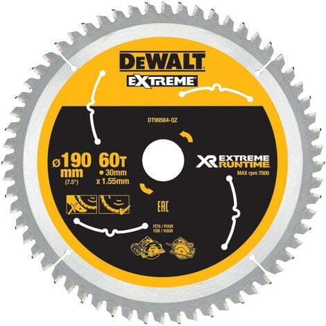 BANYO DEWALT DT99564-QZ - Disco de Sierra XR EXTREME RUNTIME 190mm x 30mm 60D