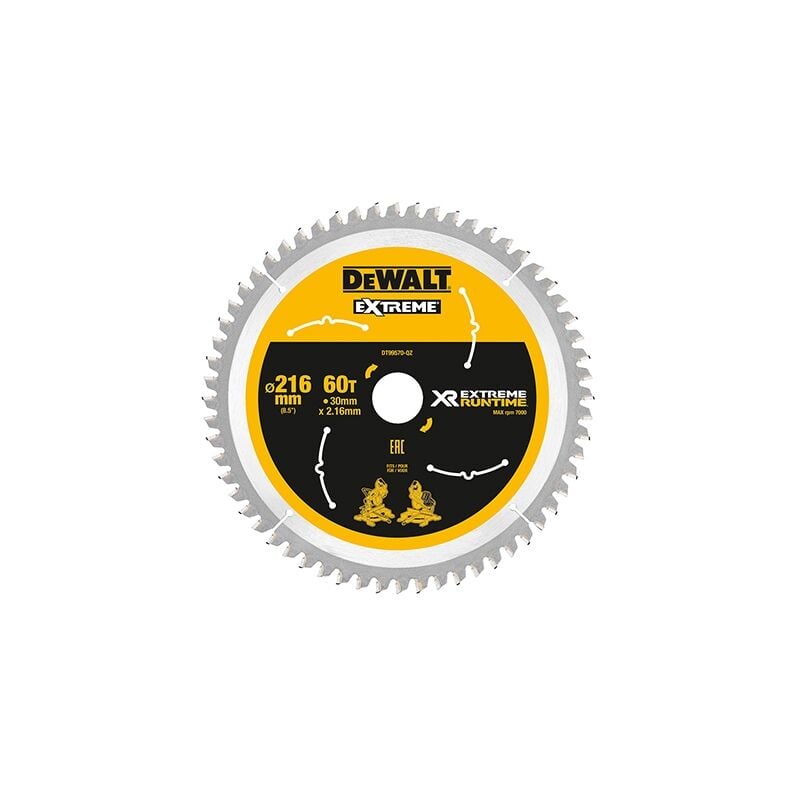 Banyo - dewalt xr extreme runtime lame de scie circulaire statique, 1 pièce, 216/30 mm 60 wz/fz, DT99570 de qz