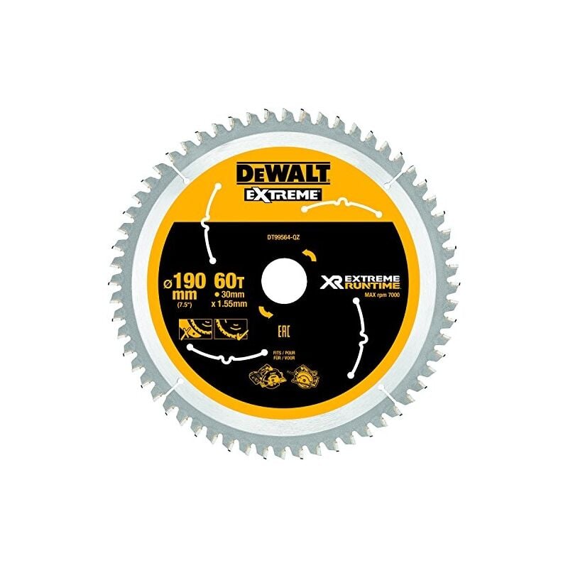Dewalt Xr Extreme Runtime Lame De Scie Circulaire Scie Circulaire À Main, 1 Pièce, 190/30 Mm 60 Wz/fz, Dt99564 De Qz