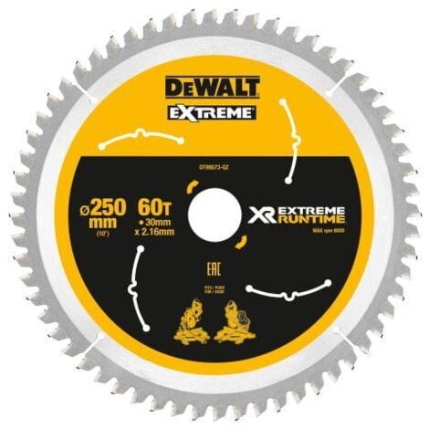 BANYO Dewalt DT99573-QZ Extreme Runtime FlexVolt Mitre Saw Blade 250mm 60 Tooth DCS727