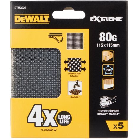 DEWALT DTM3022-QZ 1/4 Mesh Sanding Sheets Medium/Fine 80 Grit (Pack 5) DEWDTM3022QZ