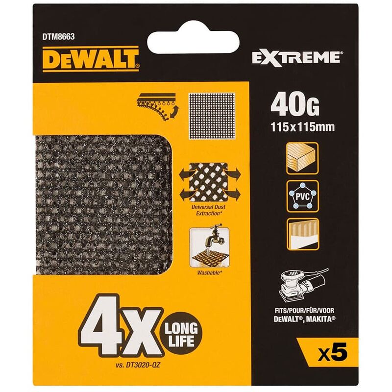 Lija de malla DEWALT DTM8663 QZ Grano 40 Robuste et durable Durée de vie 4x plus longue - vue 2