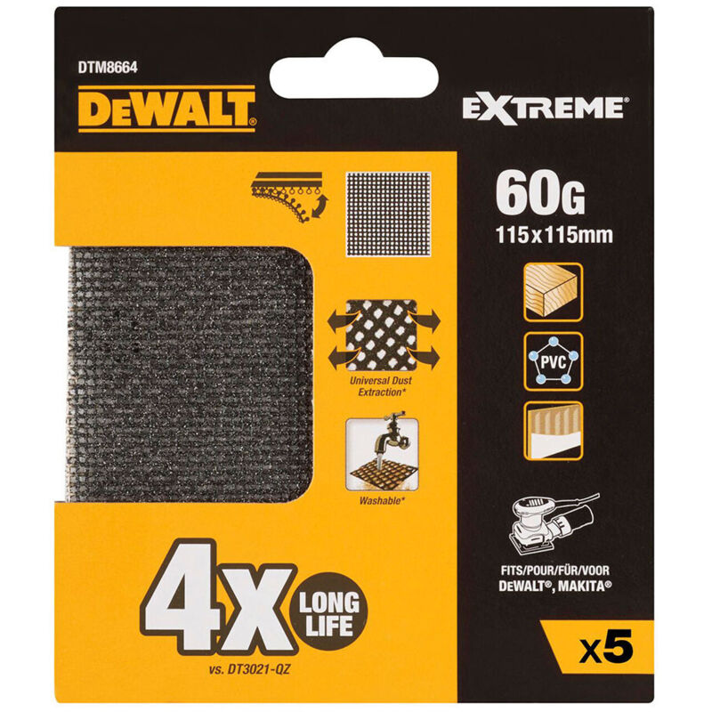 .of. Pack 5 Ponceuses Mesh 14 115x115mm 60 Grain Pour Ponceuses Orbitales Dtm8664 qz Dewalt