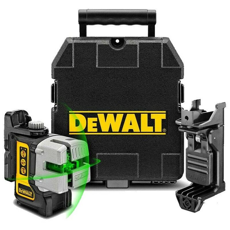 DW089CG 3 Beam 3 Way Self Levelling Multi Line Green Laser IP54 + Bracket - Dewalt