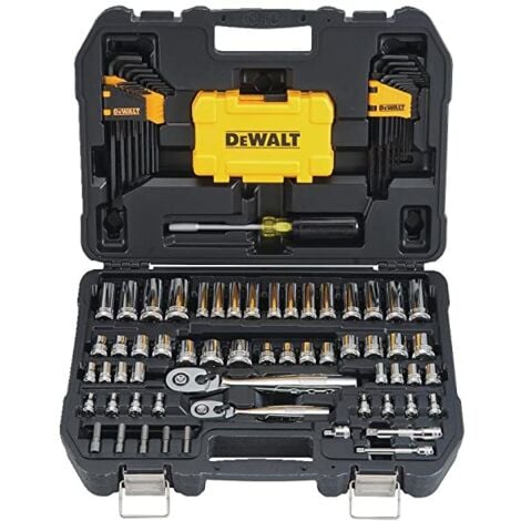 BRICOLINE DeWalt DWMT73801-1, Juego de herramientas de mecánico, 108 piezas, Incluye Carracas, Llaves de vaso, Puntas, Llave hexagonal, acero forjado de optima durabilidad, En maletín