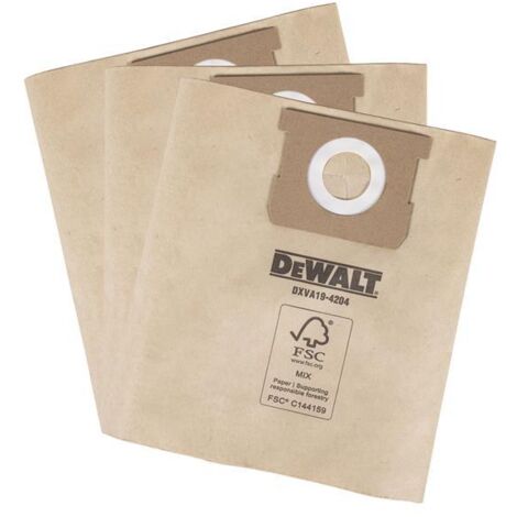 Dewalt DWV194204 Vacuum Dust Bags – Pack of 3 for DXV20P, DXV20S, DXV25S, and DXV30SA Models
