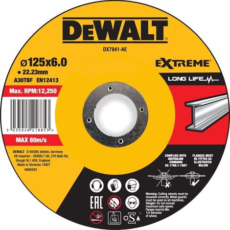 DEWALT DX7941-AE - DISCO DE DESBASTE CONCAVO PARA METAL 125 X 6 X 22.23MM
