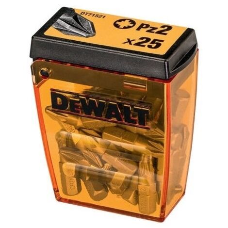Dewalt – Embouts PZ2 pour visseuse 25 mm – Acier S2 résistant aux chocs – Précision accrue pour vissage intensif – Lot de 25 pièces - DT71521