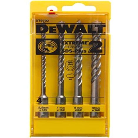 DEWALT Extreme DT9702 - Set di 2 punte per trapano a percussione SDS-Plus Ha (4 pezzi, con 5,5, 7, 8, 10 mm in cassetta di plastica)