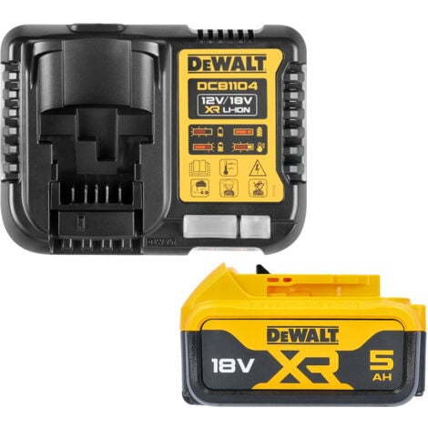 Dewalt Genuine DCB184 18V 5.0Ah Lithium-Ion Slide Battery With DCB1104 Charger