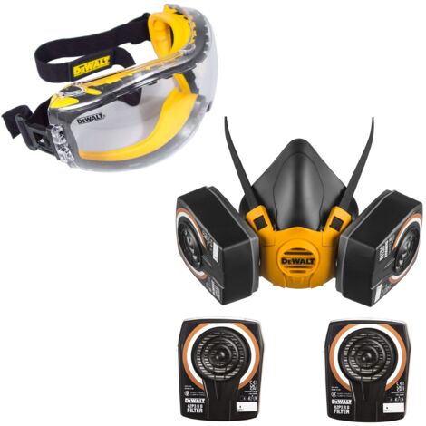 Dewalt Half Mask Respirator Face Mask Large + Extra A2P3 Filters + Goggles