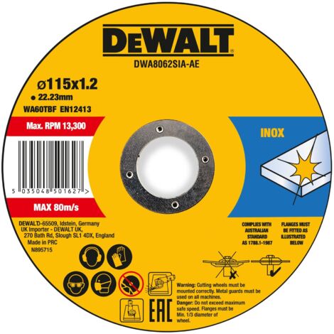 DEWALT High Performance Trennscheibe 115x1,2x22,23mm Inox Typ 41 (flach) DWA8062SIA-AE