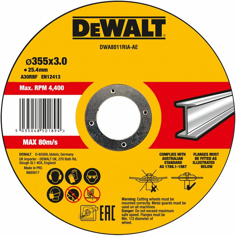Image of High Performance Trennscheibe 355x3x25,4mm Metall Typ 41 (flach) DWA8011RIA-AE - Dewalt