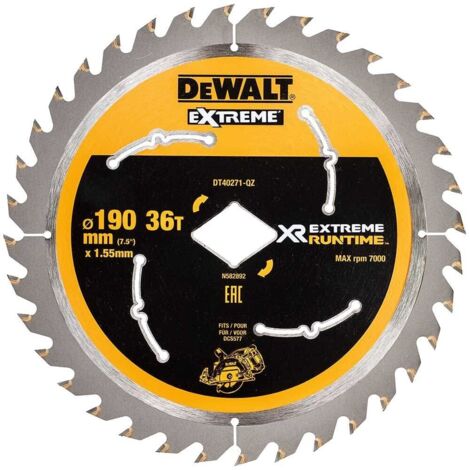 DeWALT - Hoja de sierra diamantada diámetro 190 mm, 36 dientes DT40271