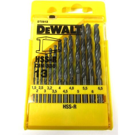 DEWALT Juego de brocas DT5912 HSS-R - DIN 338 Jobs (13 piezas), color amarillo