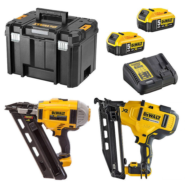 Pack 2 Cloueurs 18V DEWALT DCK264P2-QW : cloueur de charpente et cloueur de finition avec 2 batteries
