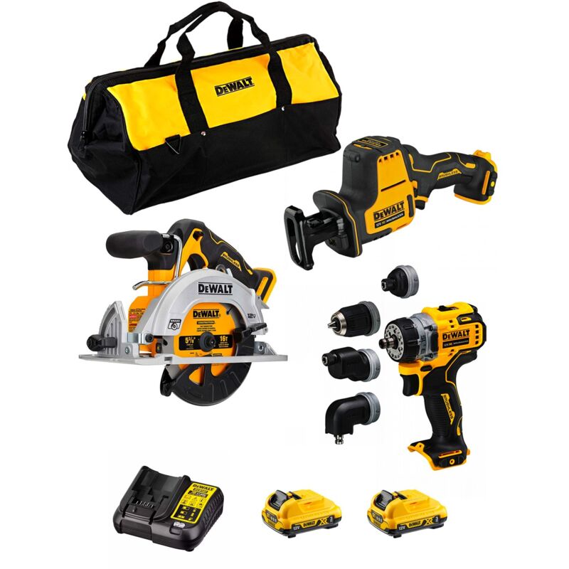 Kit D12K302 (DCS512 DCS312 DCD703 2 x 3,0 Ah DCB107 Sac) - Dewalt