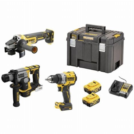 DeWalt - Kit de 3 herramientas XR 18 V 5 Ah sin escobillas atornilladora DCD800 + perforadora SDS Plus DCH172 + amoladora angular DCG405-DCK355P2T-QW