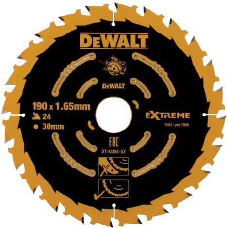 Dewalt – Lame de scie circulaire 190mm 30mm 24T DT10304 – Pour bois dur et composite – Coupe nette sans éclat – Compatible scies portatives - DT10304-QZ