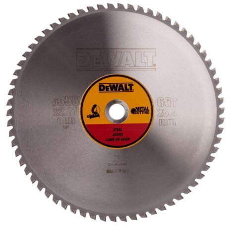 Dewalt – Lame de scie circulaire 355mm – 66 dents TCG pour métaux ferreux – Diamètre alésage 25,4mm – Construction brasée pour coupes nettes - DT1926-QZ