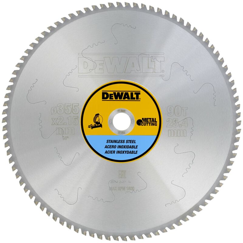 Dewalt - Lames de scie stationnaires, 355 x 25,4 x 90D, pour acier inoxydable DT1922-QZ