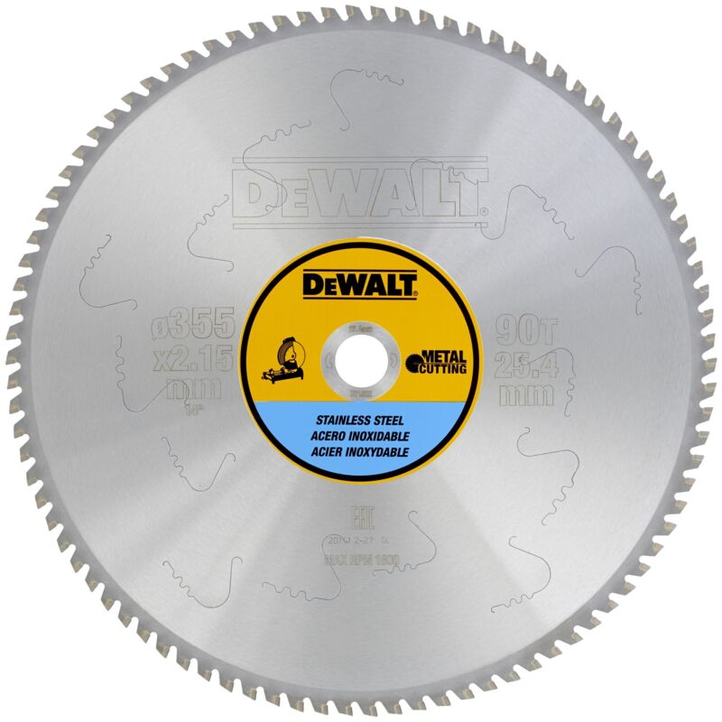 DEWALT Lame de scie circulaire pour métal 355 mm 25 4 mm / Robuste 90TFZ + 10 °