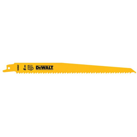 Dewalt – Lame de scie sabre BIM Plungepoint pour coupe bois 228 mm – Construction bi-métal HCS/HSS – Géométrie de dents mordantes pour démolition