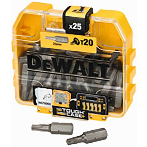Dewalt – Lot de 25 embouts de vissage Torx T20 x 25 mm – Pour vissage rapide en série – ToughCase TM inclus – Compatible avec visseuses standards