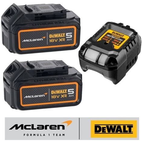 DeWalt McLaren F1 DCB184 M Twin Pack 18v 5.0Ah Li-Ion Battery XR + Charger Set